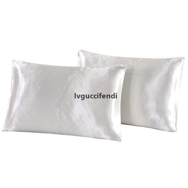

usa size 2pcs 1pair pillow case satin solid color silk pillowcase pillow shams home sofa decoration pillow cases 20*26inch
