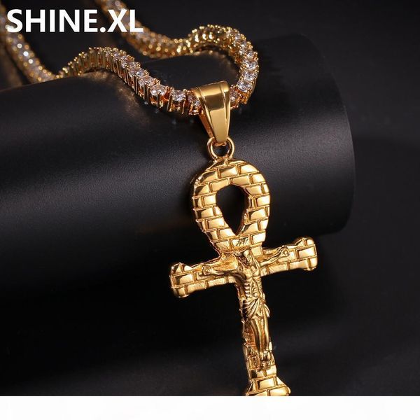 

cross necklace men crucifix jesus pendant gold silver color stainless steel men chain catholic jewelry christmas gifts