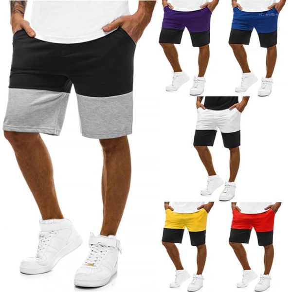 

casual slim patchwork man fitness shorts summer knee length designer sports male shorts jogger men shorts, White;black