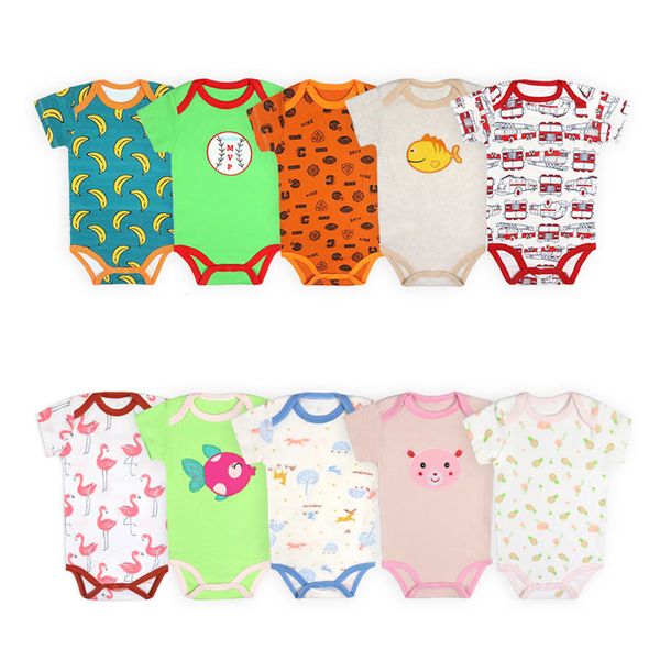 

2 пк / random color] мультфильм для печати новорожденный bodysuit хлопка с коротким рукавом детские комбинезон летний малыш одежда 0-24mont, Blue