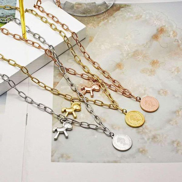 

2020 european and american pony pendant fashion style men and women luxury necklace designer burst necklace ing, Silver