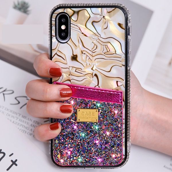 

2020 epoxy side drill shell protect cover case for iphone 11 pro max 8 7 6 plus x xs anti-drop protection phone card holster 200804