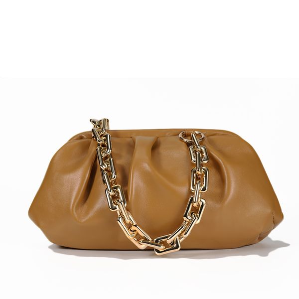 

shoulder bag with thick chain, shoulder bag, cross bag, cloud bag, solid color handbag, underarm dumpling bag