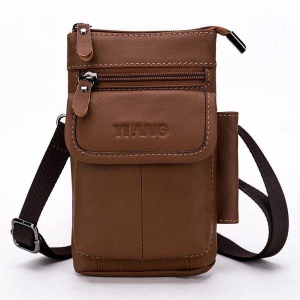 

men's leather belt multifunctional adhesive hook leather 5.5.6 inch running shoulder shoulder bag mobile phone belt mobile phone bag