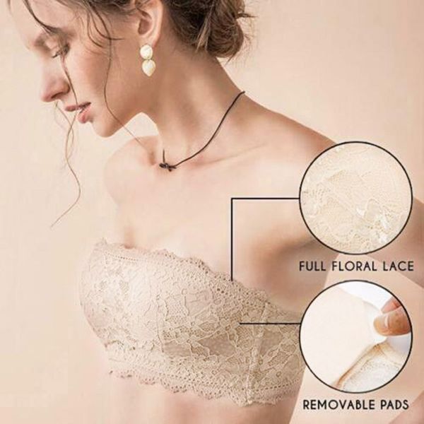 

newly lace bra strapless underwear comfortable breathable elastic adjustable hook lock for women do99, Black;white