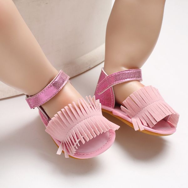 

first walkers fringe princess open toe beach shoes baby girls summer little children's tassel flats born kids toddler