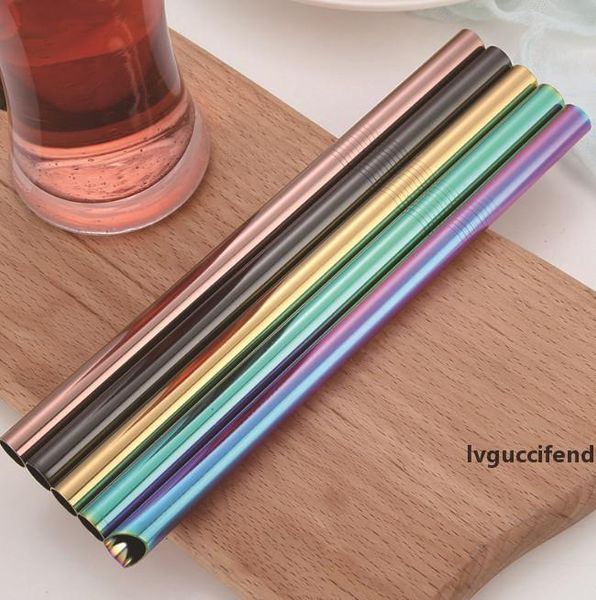 

the latest 215x12mm straight straw 10 colors food grade 304 stainless steel straws party straws support custom logo ing