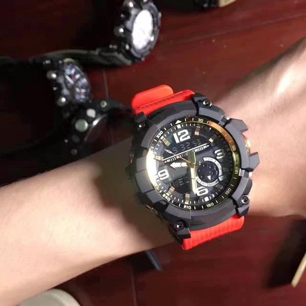

2020 mens g style shock sport watches chronograph man male summer digital led analog bracelet wristwatch compass function clock, Slivery;brown