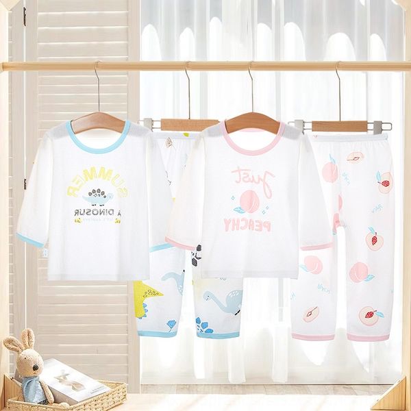 

jxxuz clothing air-conditioned suit cotton long-sleeved home pajama children's air conditioning children's clothes 2-7 years old b