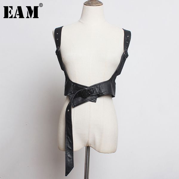

eam] pu leather balck bangage split long wide strap belt personality women new fashion all-match spring autumn 2020 1k379, Black;brown