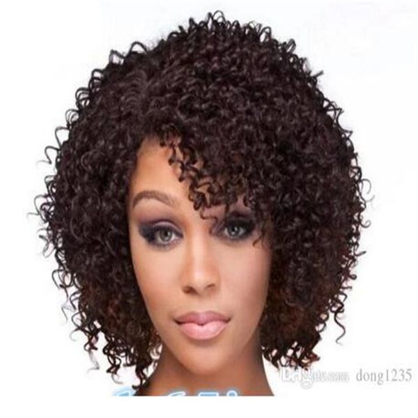 

charm ladies short brown curly wavy hair wigs, Black