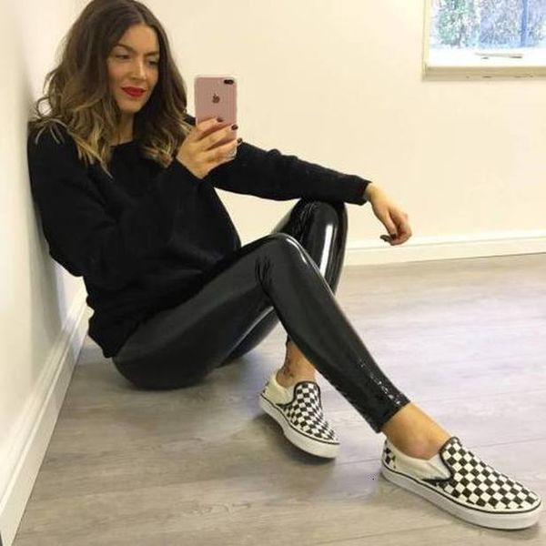 

2020 women leggings wet look pu leather leggings black slim long pants women solid fashion skinny leggings