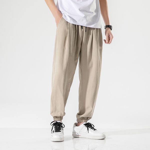

men's pants 2021 summer harem men elastic waist punk solid loose casual jogger hip hop trousers streetwear, Black