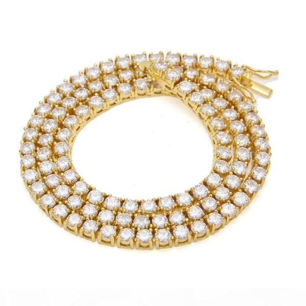 

5mm round cut iced out cubic zirconia tennis ball link chain hip hop paved blingbling cz box clasp necklace men women jewelry, Silver