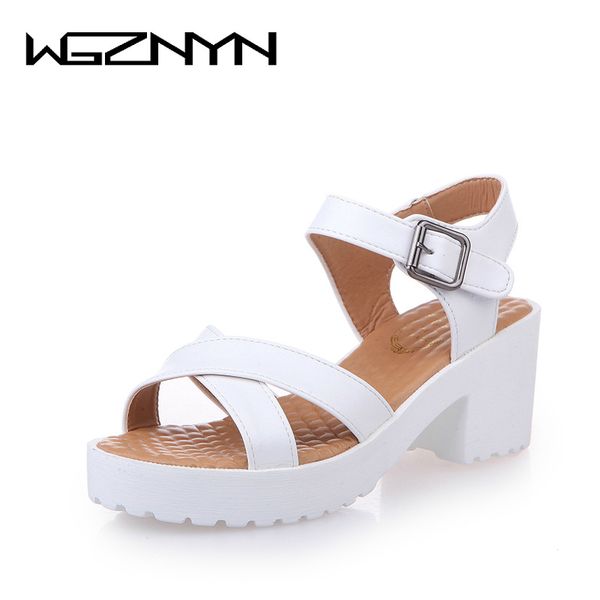 

wgznyn 2020 summer heel shoes women wedges platform sandalias high heels strap pumps sandals plus size 35-44 y200620, Black