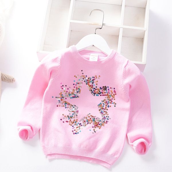 

girls' fall/winter 2020 new children's single-layer pullover western style baby single-layer sequin sweater shirt sweater base shi, Blue