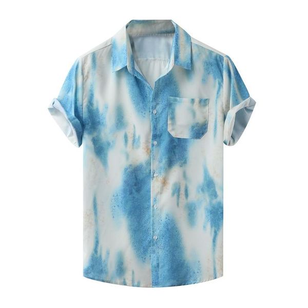 

klv men's shirt polyester short sleeve male shirt men's colorful summer short sleeve blouse loose buttons hawaiian, White;black