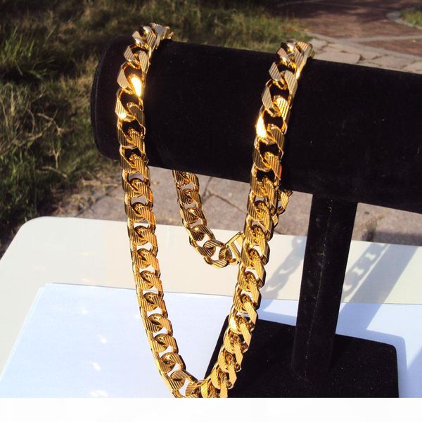

cuban curb chain 22k 23k 24k thai baht yellow fine solid gold gp necklace 24" heavy 108 grams jewelry 4mm thick tall n16, Silver