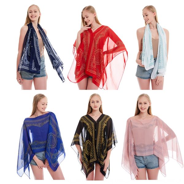 

women's fashion chiffon changeable nail bubble bead cs506 women's fashion chiffon changeable nail bubble shawl bead shawl cs506, Blue;gray
