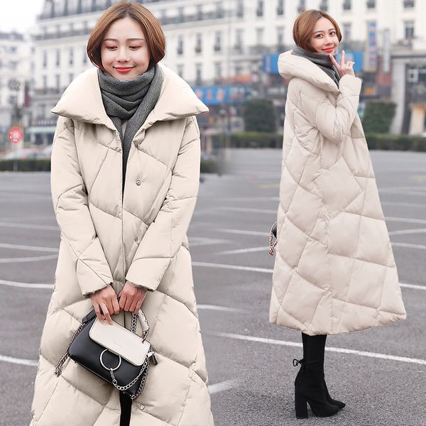 

jacket 2020 parka winter women korean long down cotton coat fashion overcoat warm parkas para mujer 10006 kj2622, Black