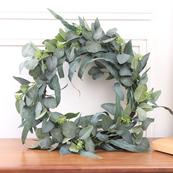 

home decoration simulation plant eucalyptus leaf cane wedding cloth exhibition long leaf eucalyptus leaves rattan green plant