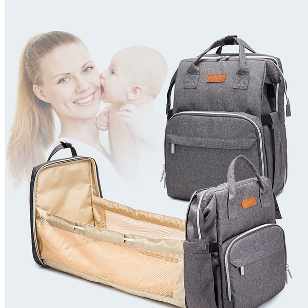 

mummy diaper bags usb mom portable folding crib bed new multi-function travel backpack designer nursing bag for baby care