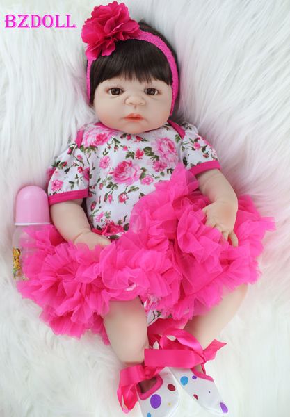 

bzdoll 55см полного силикон тело reborn baby doll игрушка реалистичных новорожденные принцесса девушка дети кукла k brinquedos купайтесь игр, White