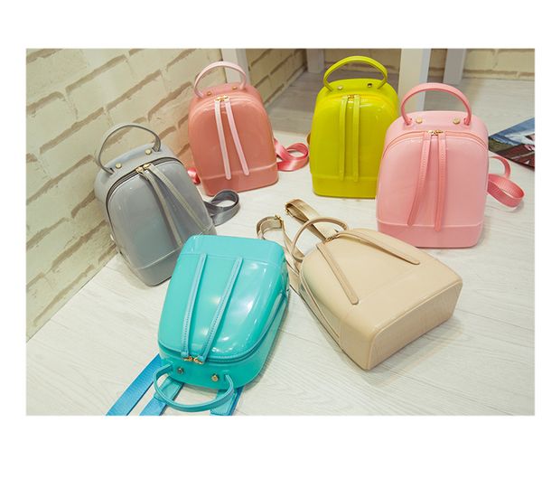 

fashioin woman jelly bag mini backpack child candy color beach waterproof bagpack
