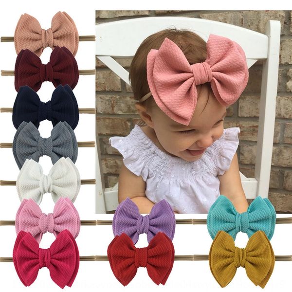 

girls 5inch double layer fabric bow nylon hair band baby headdress hair band headscarf butterfly scarf headband, Slivery;white