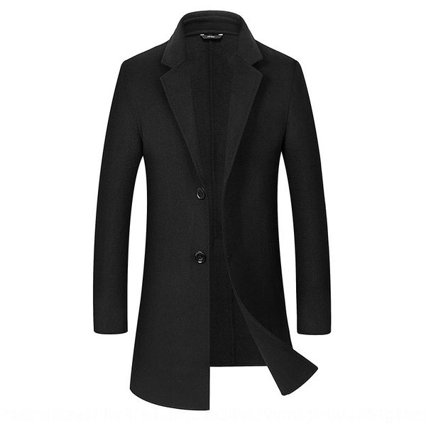 

double-sided men's coat wool season new men's business casual solid color suit collar wool coat, Black