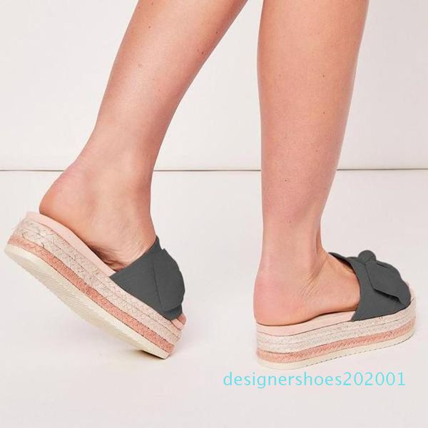 

wenyujh women bow summer sandals slipper indoor outdoor flip-flops beach shoes fashion female flower slipper chanclas mujer cn04, Black