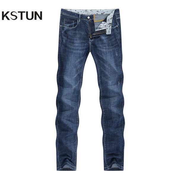 

men's jeans 2020 summer denim pants slim straight elastic soft blue regular fit leisure long trousers famous brand jean hombre t200410, Black