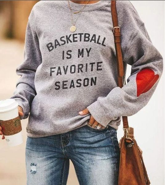 

autumn and winter women's cuff love pullover sweater pattern printed pullover long sleeve sweater, Black