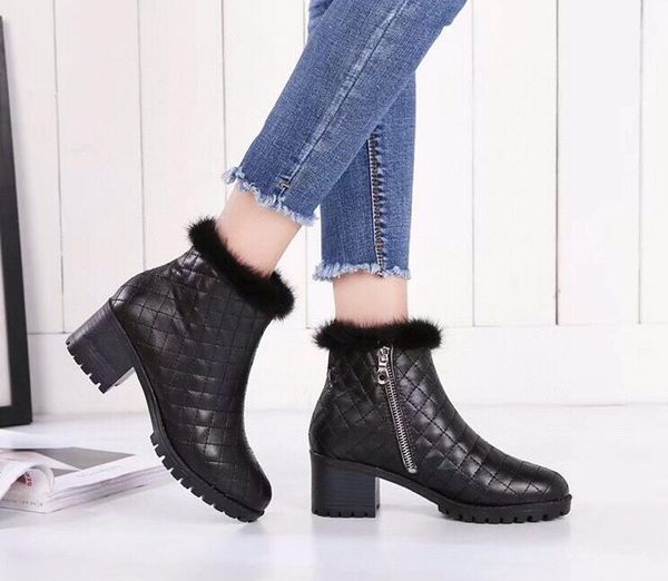 

brand new louise womens keep warm snow winter ankle boots 100% cow leather slip on rainboots knight boot size 35-40, Black