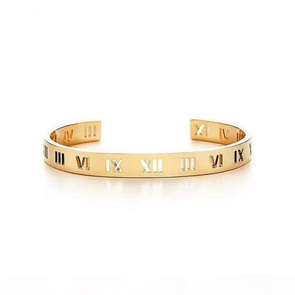 

t designer hollow roman numeral bracelet for women fashion high-end quality for ladies jewelry with gold rose gold silver color, Black