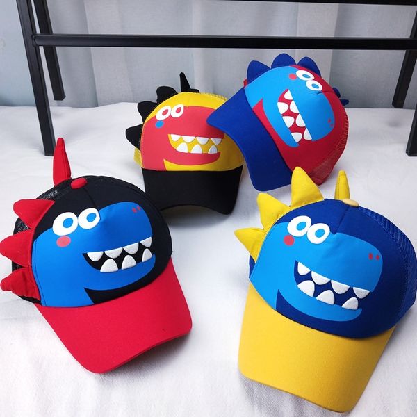 

3363# baby net breathable sun hat children cartoon dinosaur baseball cap full net baseball cap boys and girls, Yellow