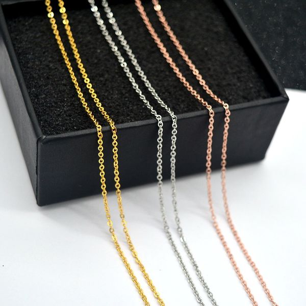 

titanium steel lucky simple jewelry o shape chain sweater necklace 40cm+5cm europe brand style bijoux nn001, Silver