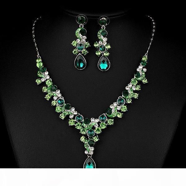 

y fashion new 2018 pretty statement jewelry sets rhinestone 18k gold plated collar necklace earring fashion jewelry xt -3, Silver