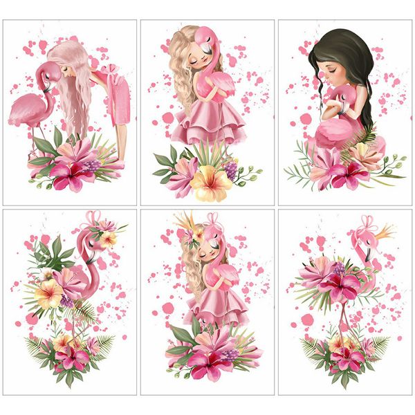

huacan алмазной картины 5d flamingo девушка украшение комнаты мозаика цветы алмазного art вышивка ручная работа
