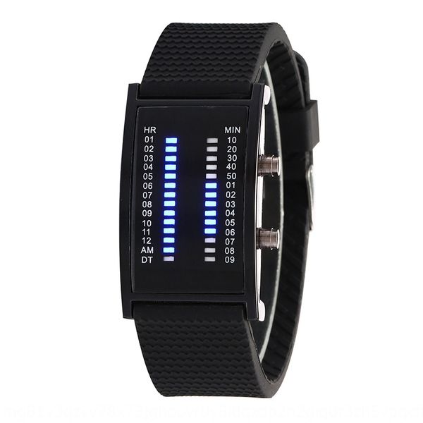 

double row light led blue silicone electronic watch light electronic men's and women's creative sports silicone metal new watch