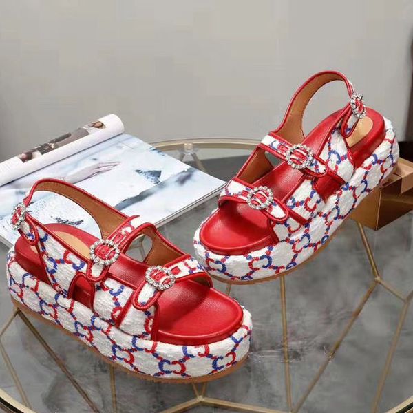 

2020 luxury magic stick white black cowskin real leather platform designer sandals women fashion shoes size 35-41 tradingbear 11kq2301
