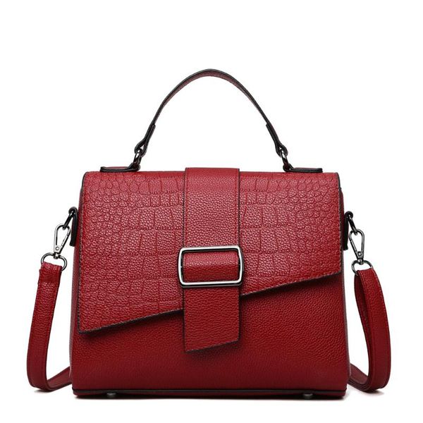 

luxury leather ladies handbags new ladies crocodile pattern one shoulder messenger bag 3 layers large capacity small square bag