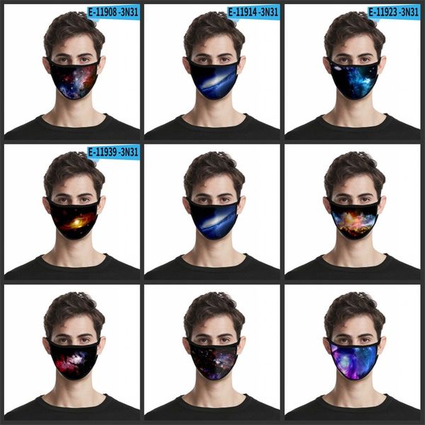 

starry sky polyester cotton hanging mask 3d digital printing cloth face mascarilla anti haze wind dust facemask washable 2 2ml b2