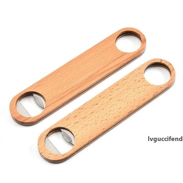 

wooden flat beer bottle openerwood handle stainless steel wine beer soda glass cap bottle opener creative kitchen bar tools lxl1216