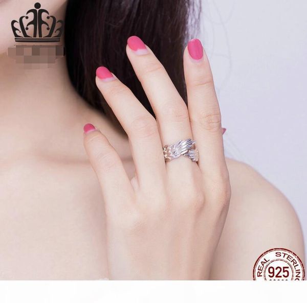 

l s925 angel wings open ring for man and women simple personality wedding rings of lovers sterling silver ring 2020 fine jewelry