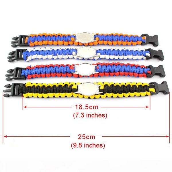 

e mix styles football team paracord survival bracelets custom made outdoor camping sports bracelet customized logo team umbrella bracel, Golden;silver