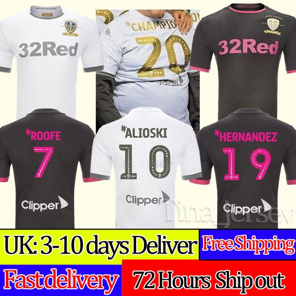 

2019 2020 leeds united 100th anniversary soccer jersey costa celebrates centenary bamford clarke 100 years men kids football shirt, Black;yellow