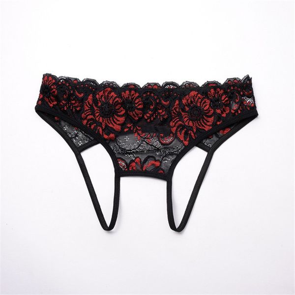 

hollow out panties for women embroidery lace transparent thongs erotic lingerie underwear low rise culotte femme, Black;pink