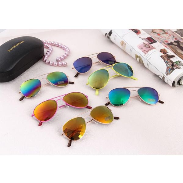 

classic sunglasses girls colorful mirror children glasses metal reflective glasses for kids travel shopping eyeglasses uv400, Black