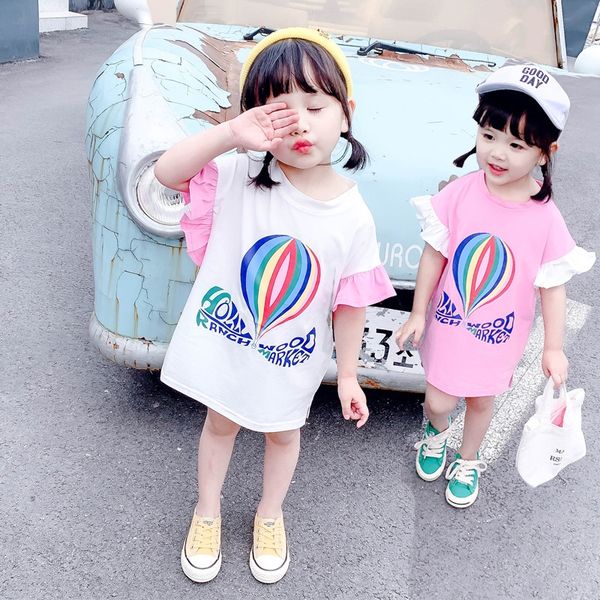 

jdkcf baby short-sleeved 2020 summer new cotton small and t-shirt medium-sized children's western style loose girl's medium and lo, Blue